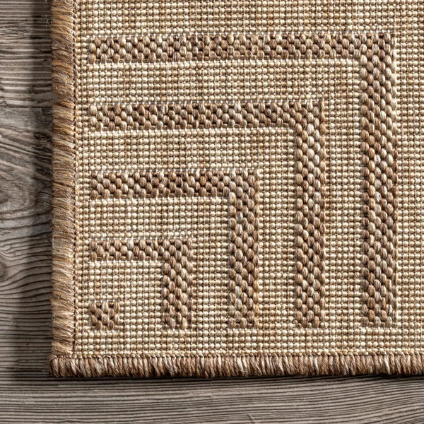 Alegre Bordered Power Loomed Tan Indoor/Outdoor Rug